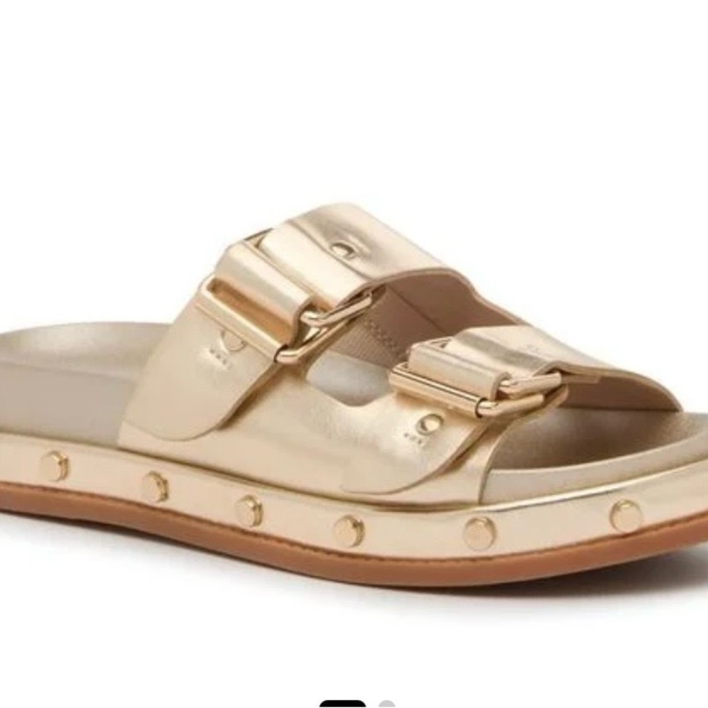 Bcbgeneration Metallic Gold Buckle Sandals - image 1